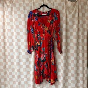 Anthropologie Red Floral Dress